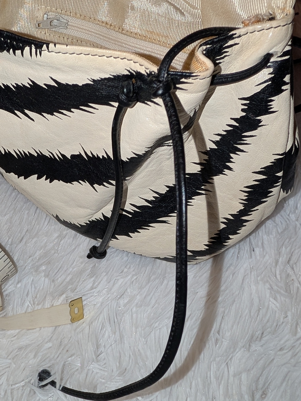 Carlos Falchi Leather Sac Black White - Picture 12 of 13
